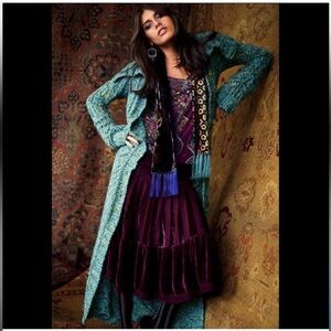 Free people Budapest Teal Knit Cardigan